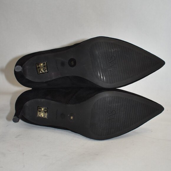 $650 Stuart Weitzman Stretch Suede POINTY TOE HEEL Booties Black Sock 7 (PB21) - Picture 6 of 8